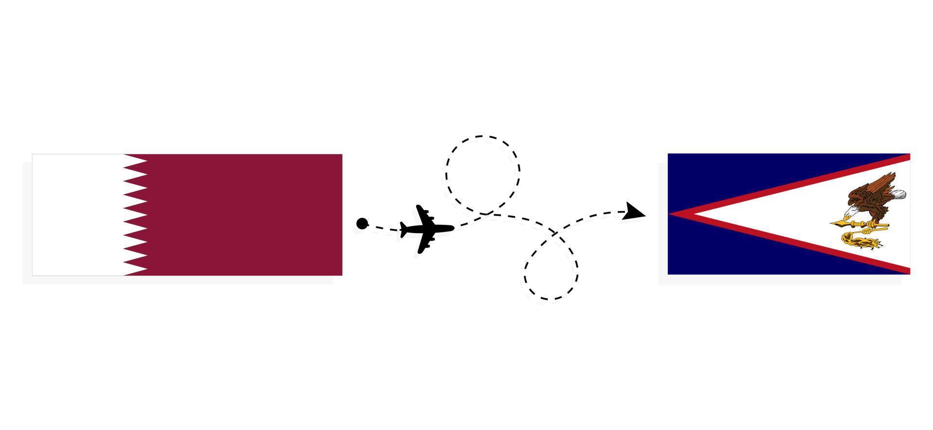 flyg och resa från qatar till amerikan samoa förbi passagerare flygplan resa begrepp vektor