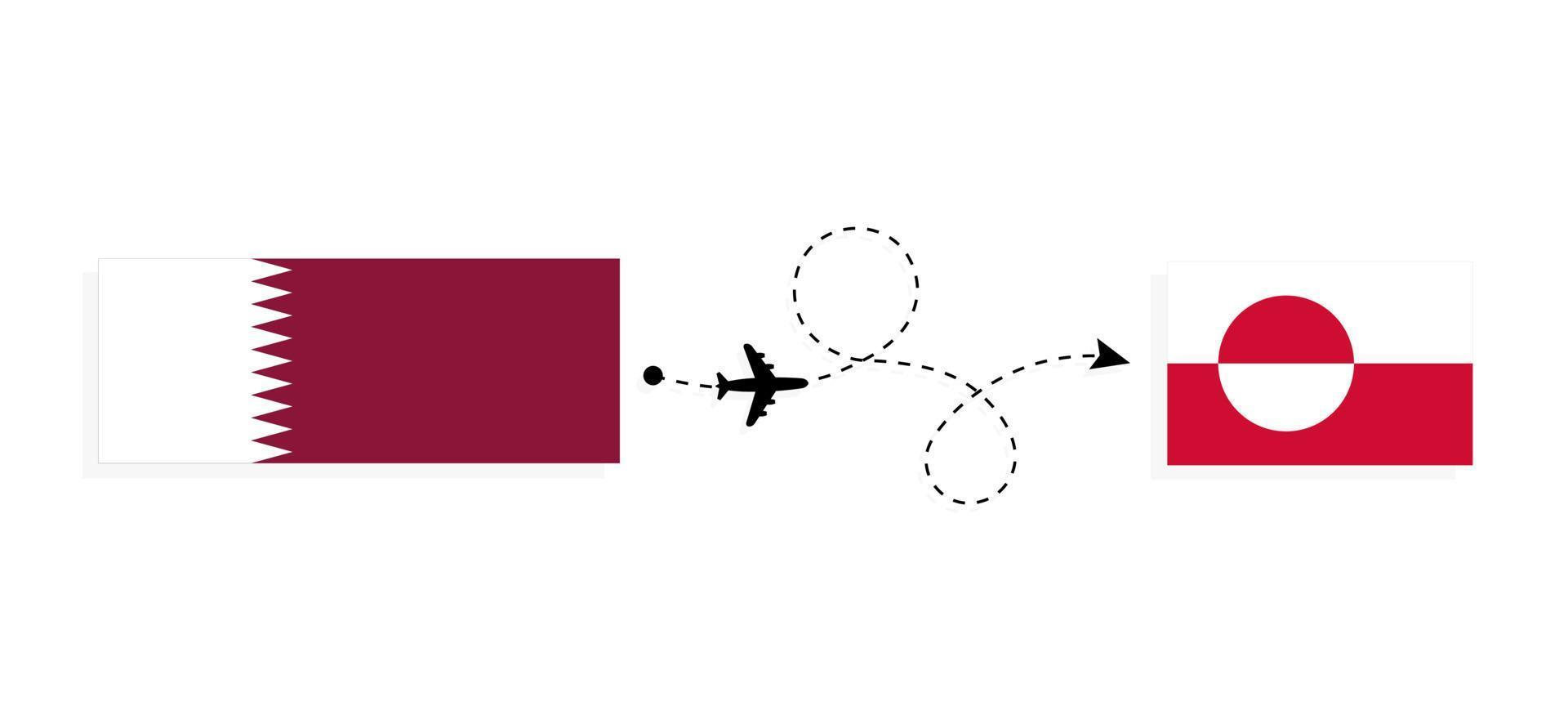 flug und reise von katar nach grönland mit dem reisekonzept des passagierflugzeugs vektor