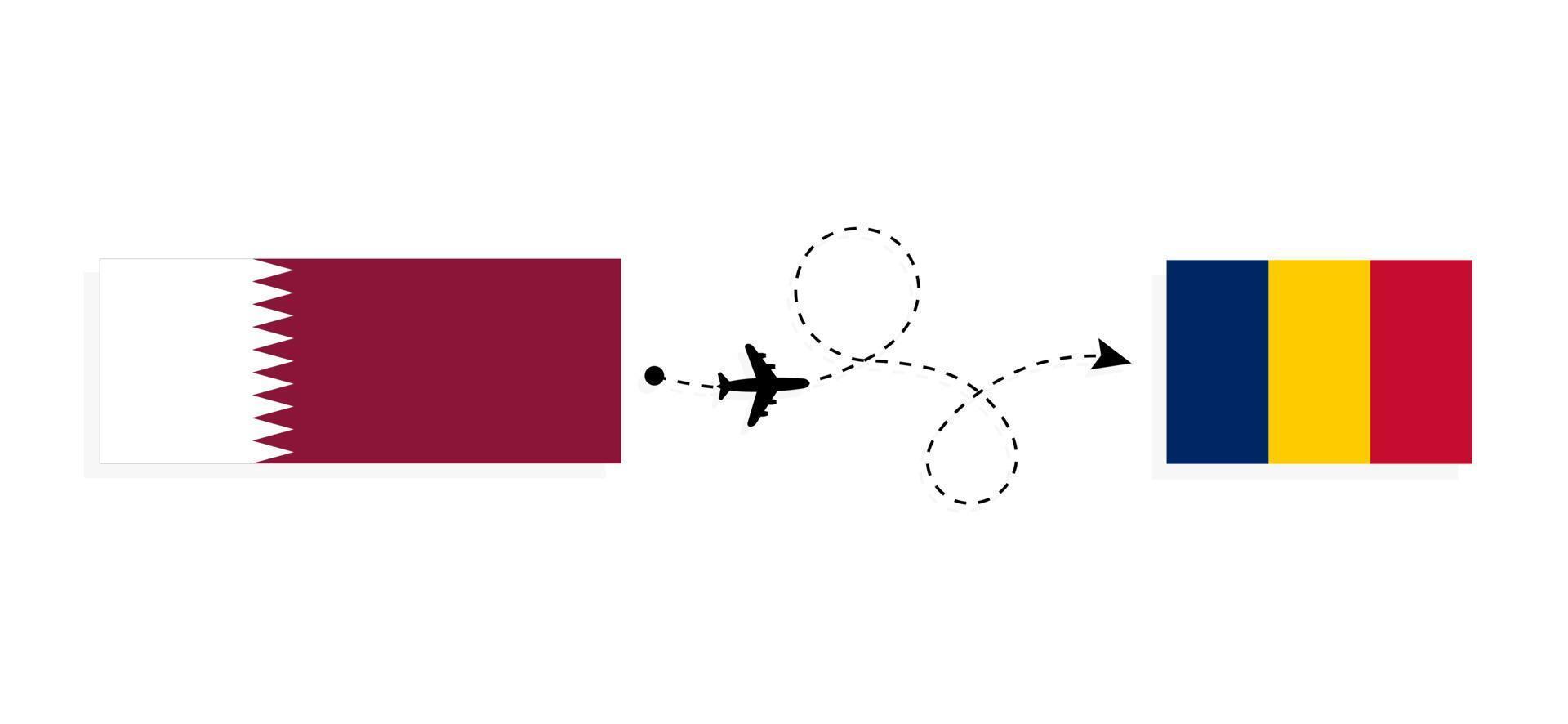 flug und reise von katar nach tschad mit passagierflugzeug-reisekonzept vektor