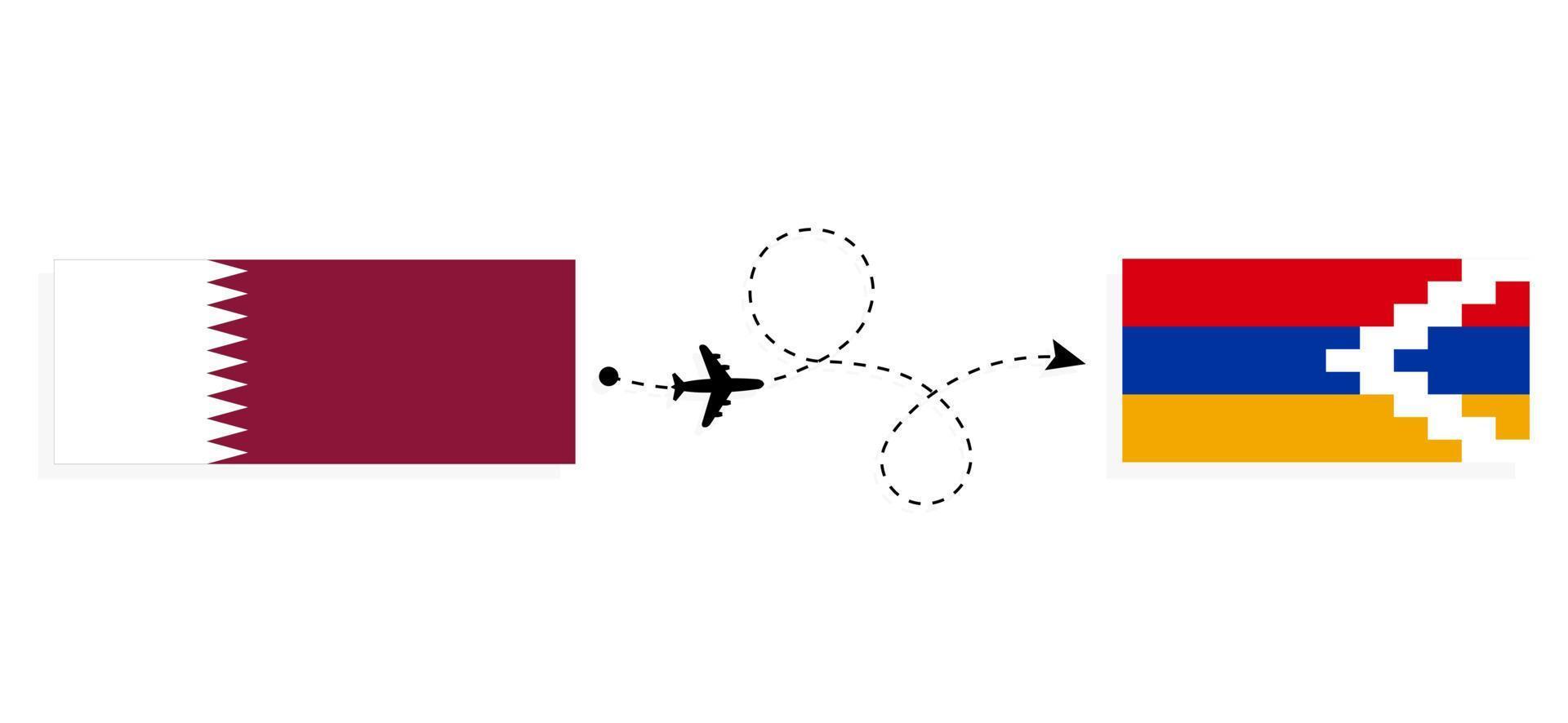 flyg och resa från qatar till Artsakh förbi passagerare flygplan resa begrepp vektor