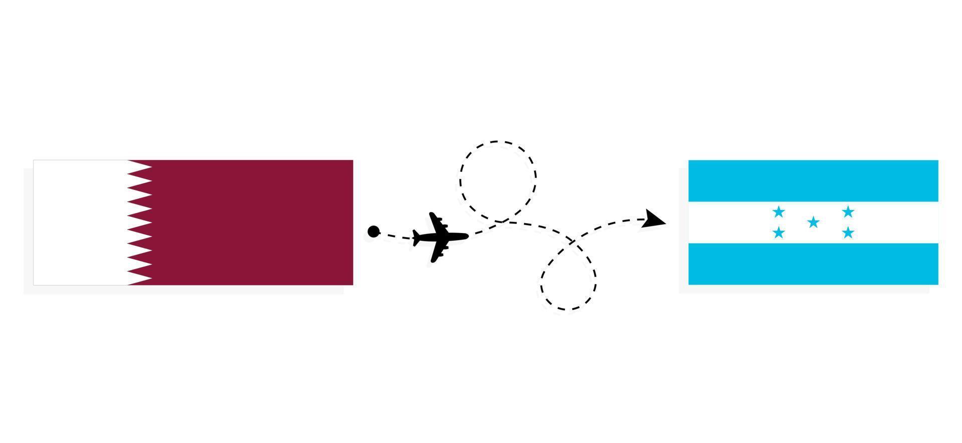 flug und reise von katar nach honduras mit dem reisekonzept des passagierflugzeugs vektor