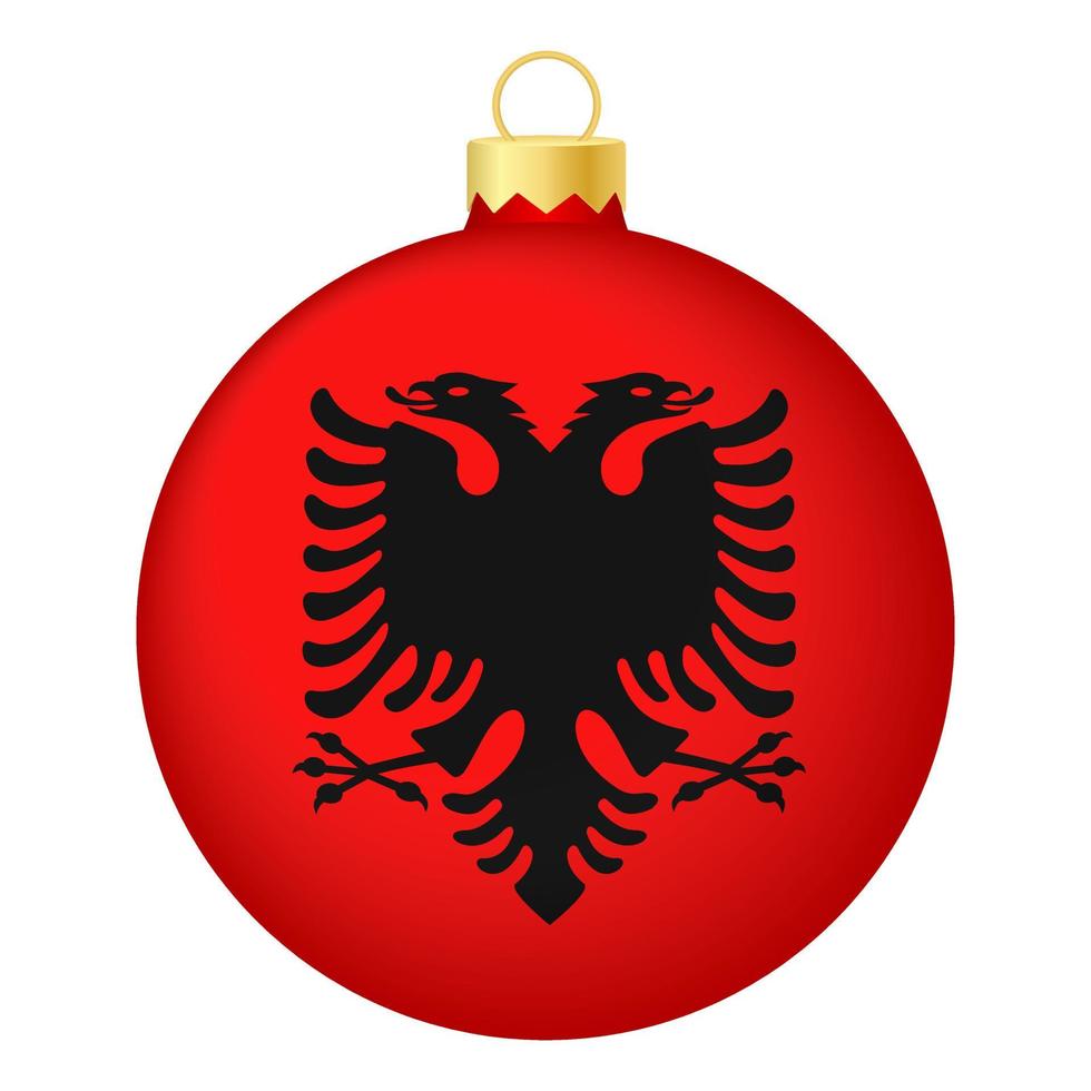jul träd boll med albania flagga. ikon för jul Semester vektor