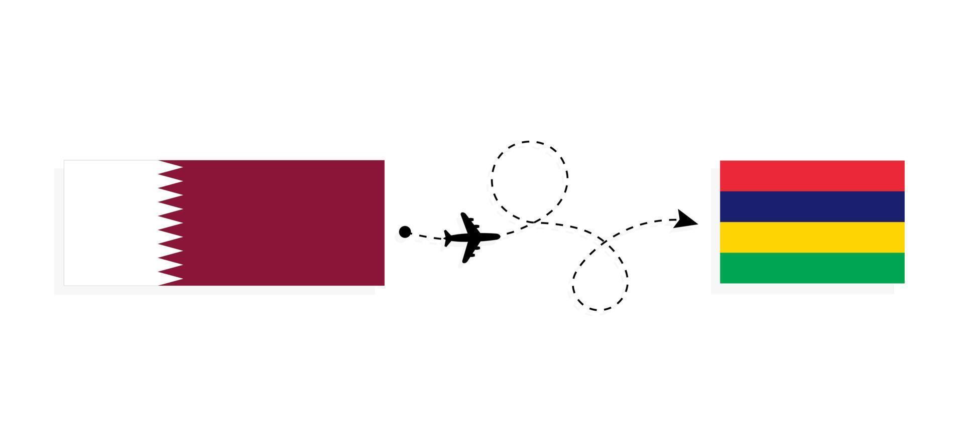 flyg och resa från qatar till mauritius förbi passagerare flygplan resa begrepp vektor