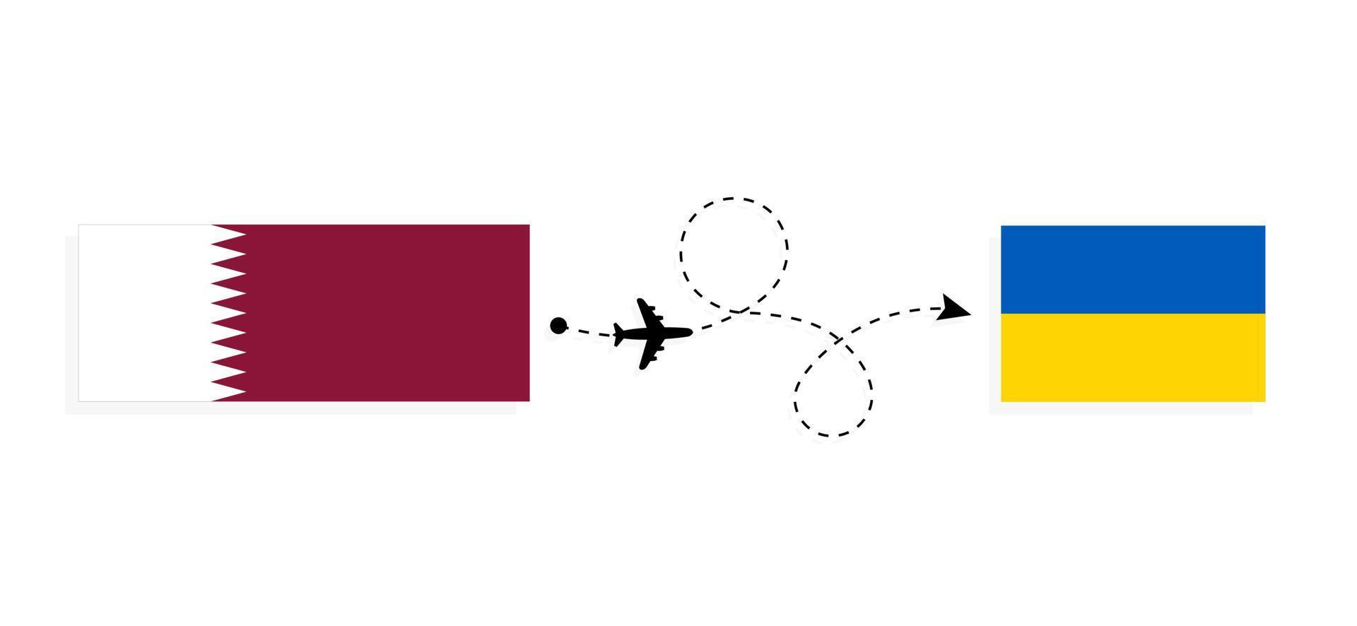 flug und reise von katar in die ukraine per passagierflugzeug-reisekonzept vektor