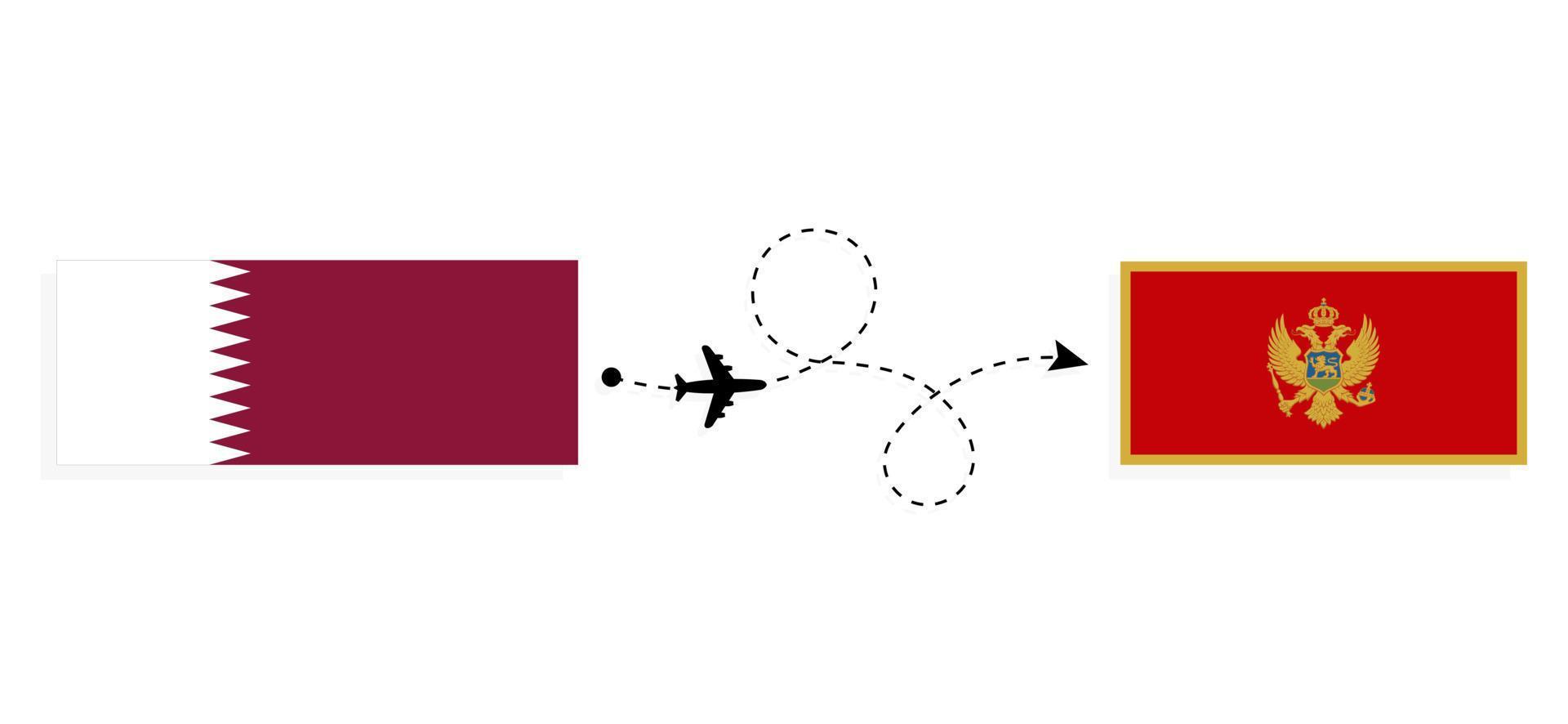 flug und reise von katar nach montenegro mit dem reisekonzept des passagierflugzeugs vektor