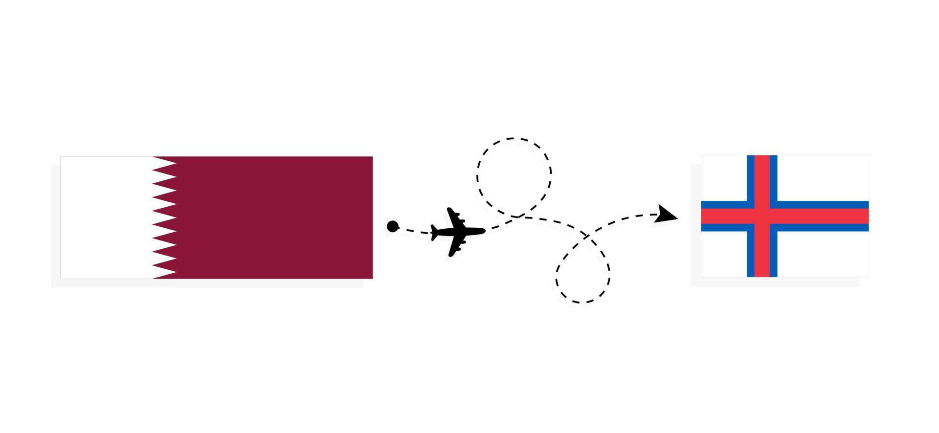 Flug und Reise von Katar zu den Färöer-Inseln mit dem Reisekonzept des Passagierflugzeugs vektor