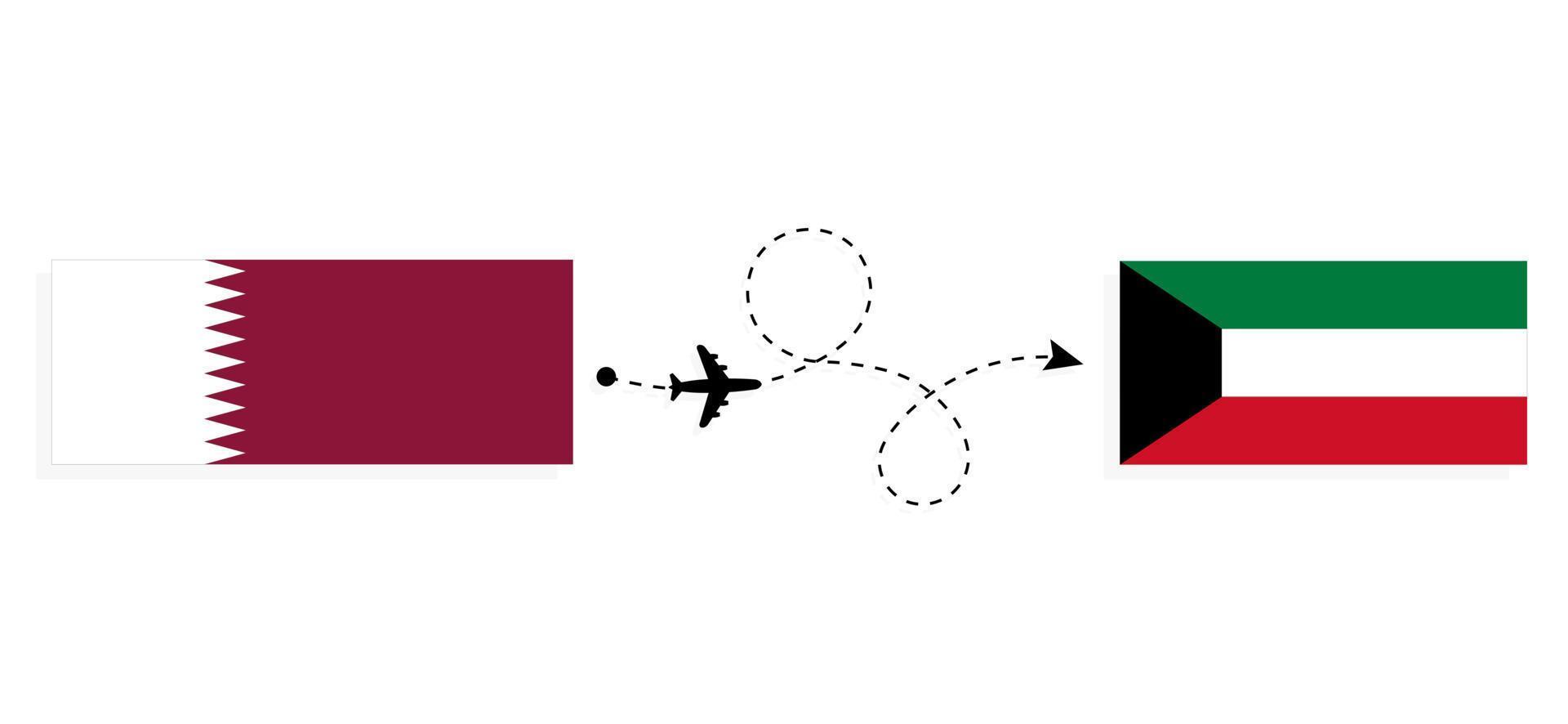 flyg och resa från qatar till kuwait förbi passagerare flygplan resa begrepp vektor