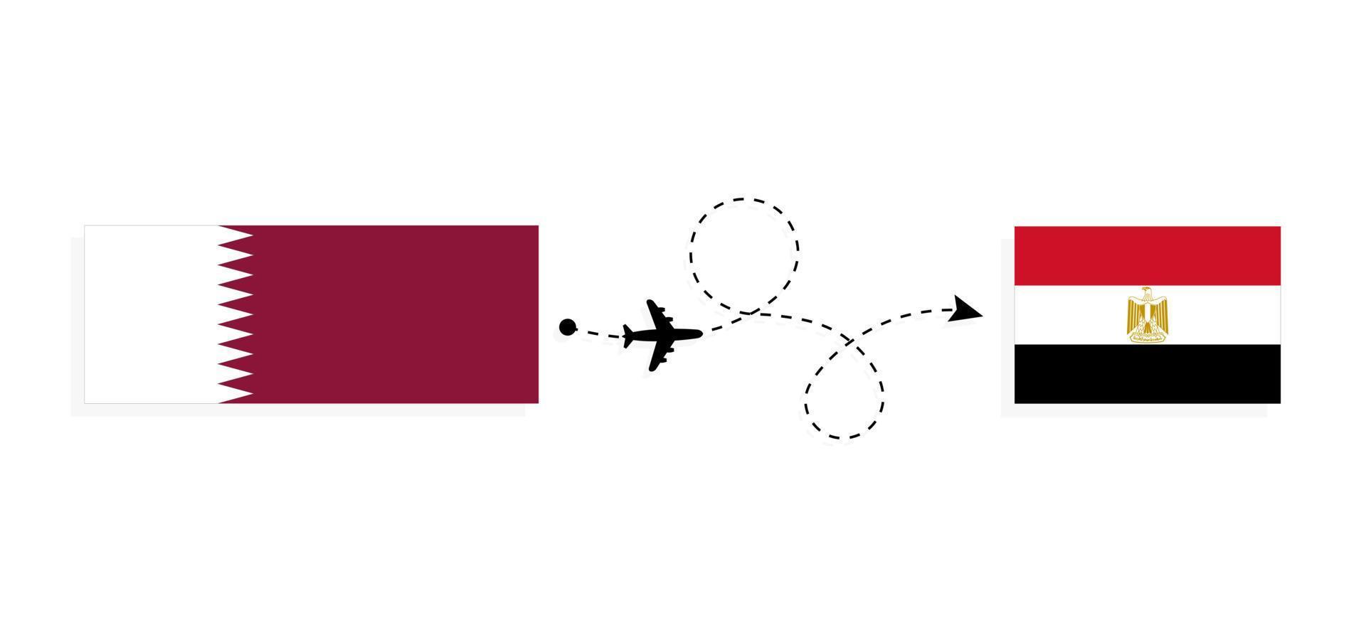 flug und reise von katar nach ägypten mit dem reisekonzept des passagierflugzeugs vektor