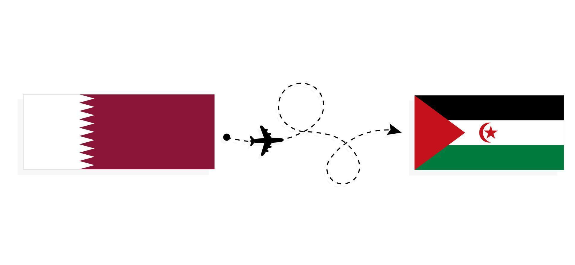 Flug und Reise von Katar nach Westsahara mit dem Reisekonzept des Passagierflugzeugs vektor