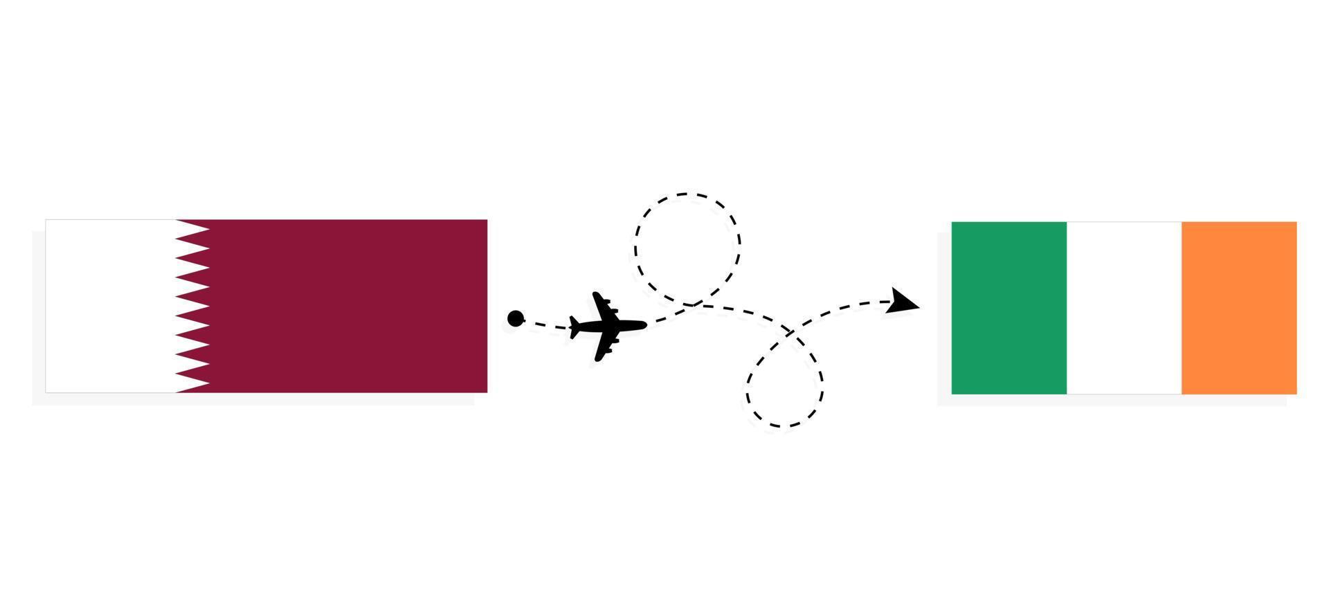 flyg och resa från qatar till irland förbi passagerare flygplan resa begrepp vektor