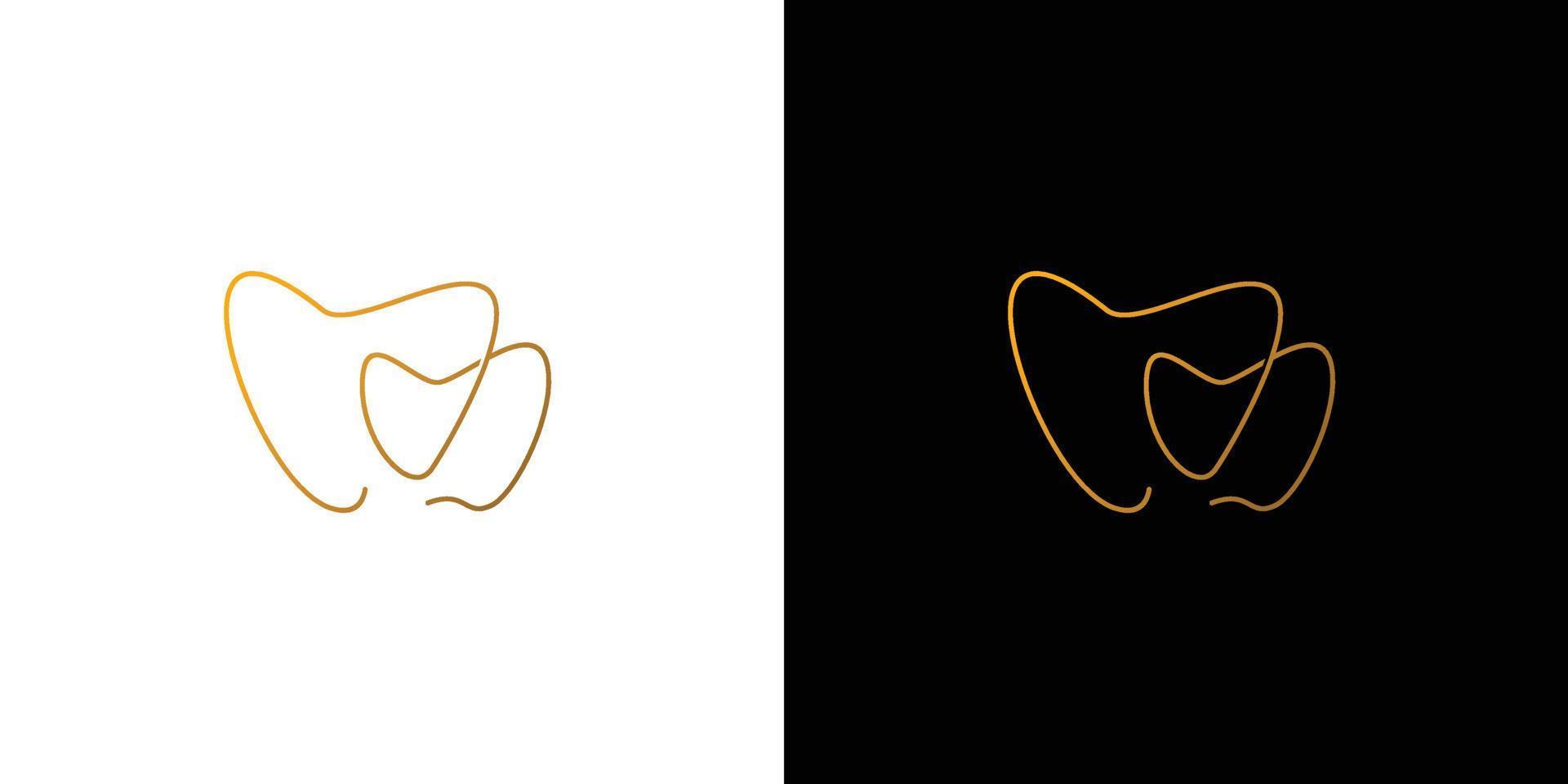 enkel och modern dubbel- tandläkare logotyp design vektor