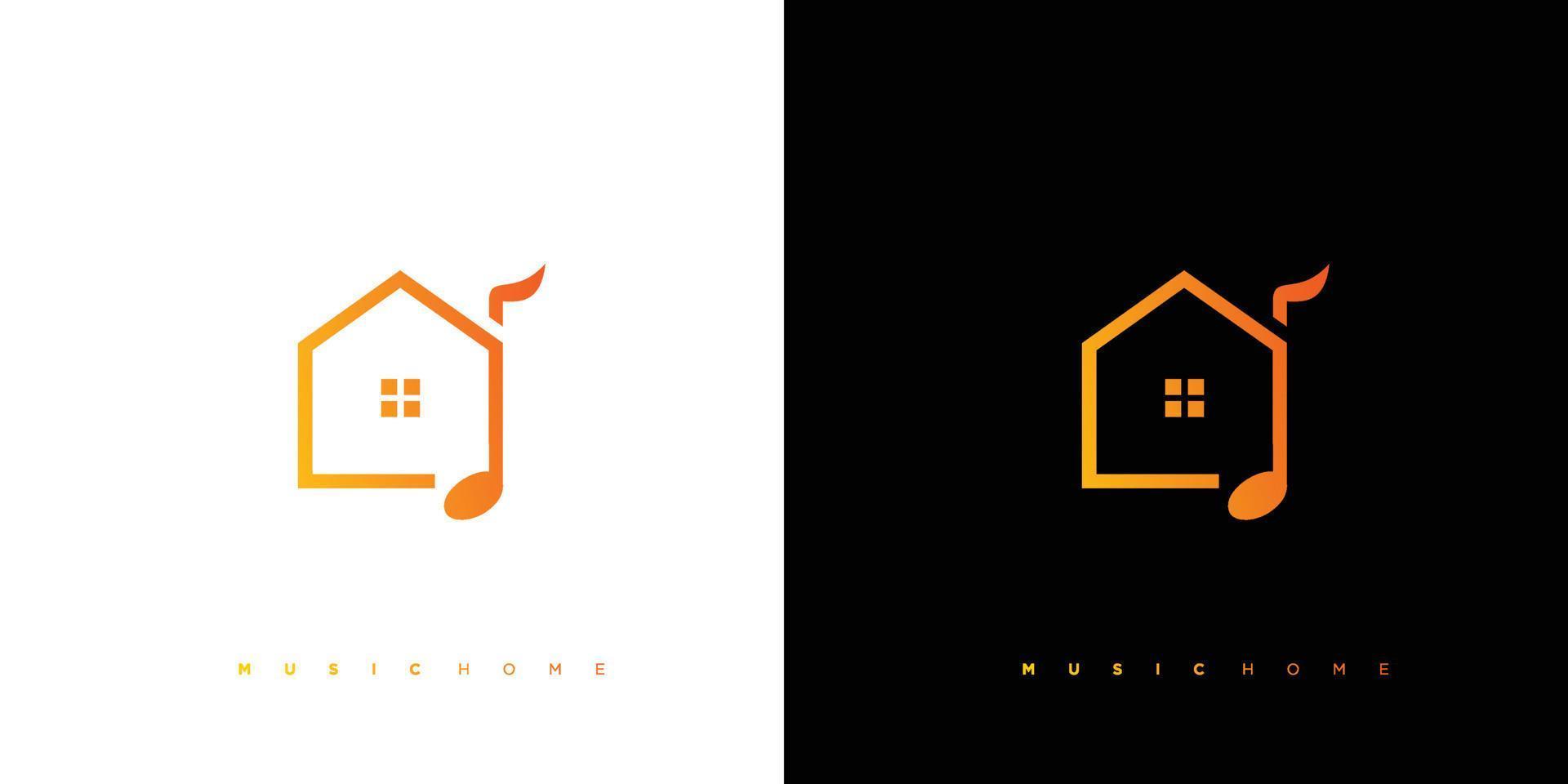 enkel och modern musik hus logotyp design vektor