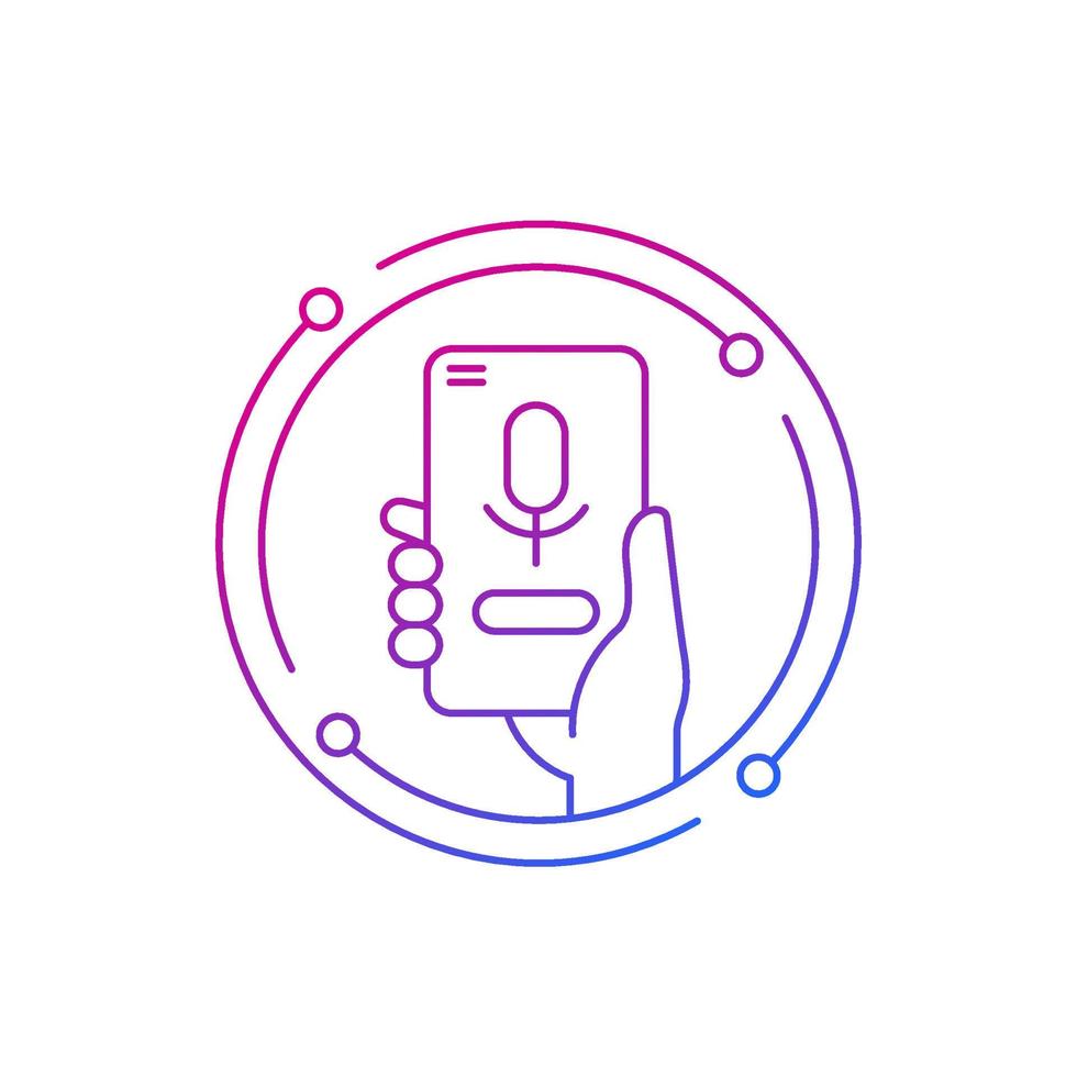 Symbol für Sprachsteuerung und Audioerkennung mit einem Telefon in der Hand vektor