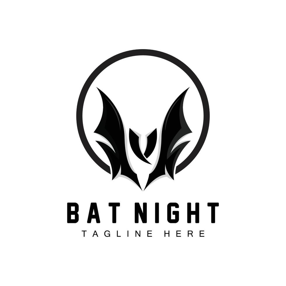 Fledermaus-Logo, nachtfliegendes Tiersymbol, Firmenvektor, Halloween-Vorlage vektor