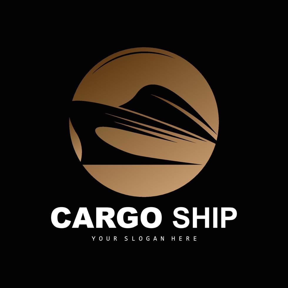 frakt fartyg logotyp, snabb frakt fartyg vektor, segelbåt, design för fartyg tillverkning företag, vattenväg segling, marin fordon, transport, logistik vektor