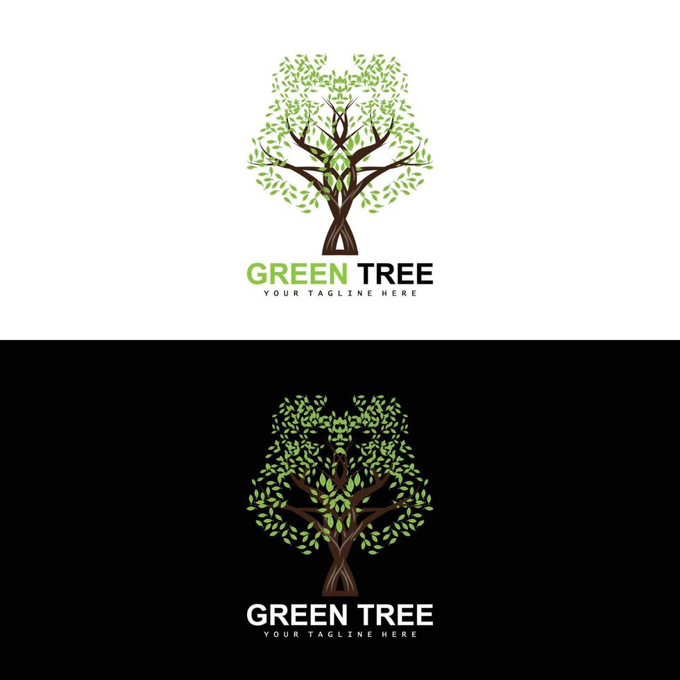 träd logotyp, grön träd och trä design, skog illustration, träd barn spel vektor