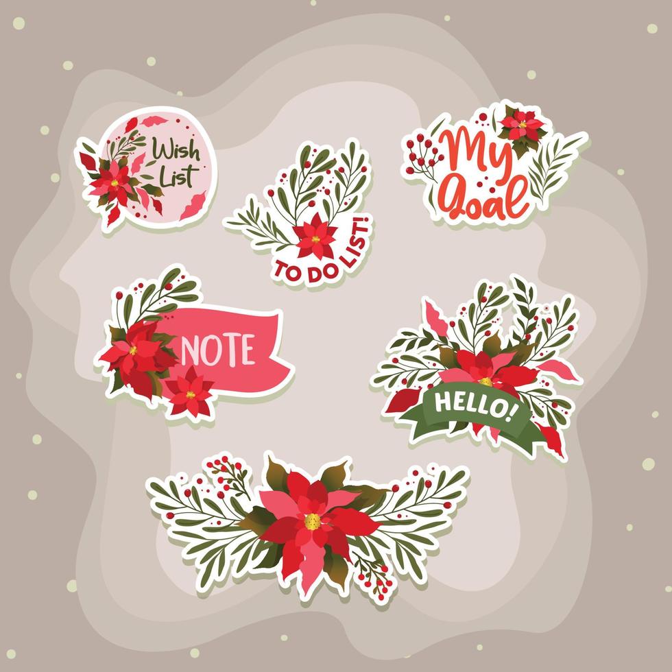 Journaling-Sticker-Set mit Weihnachtssternen vektor