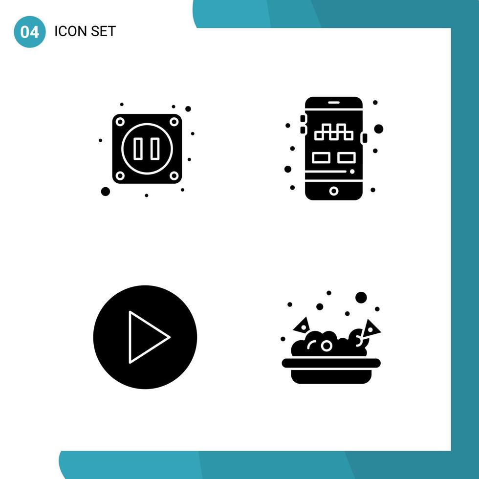 Vektorpaket mit 4 Glyphensymbolen Solid Style Icon Set auf weißem Hintergrund für Web und Mobile Creative Black Icon Vektor Hintergrund