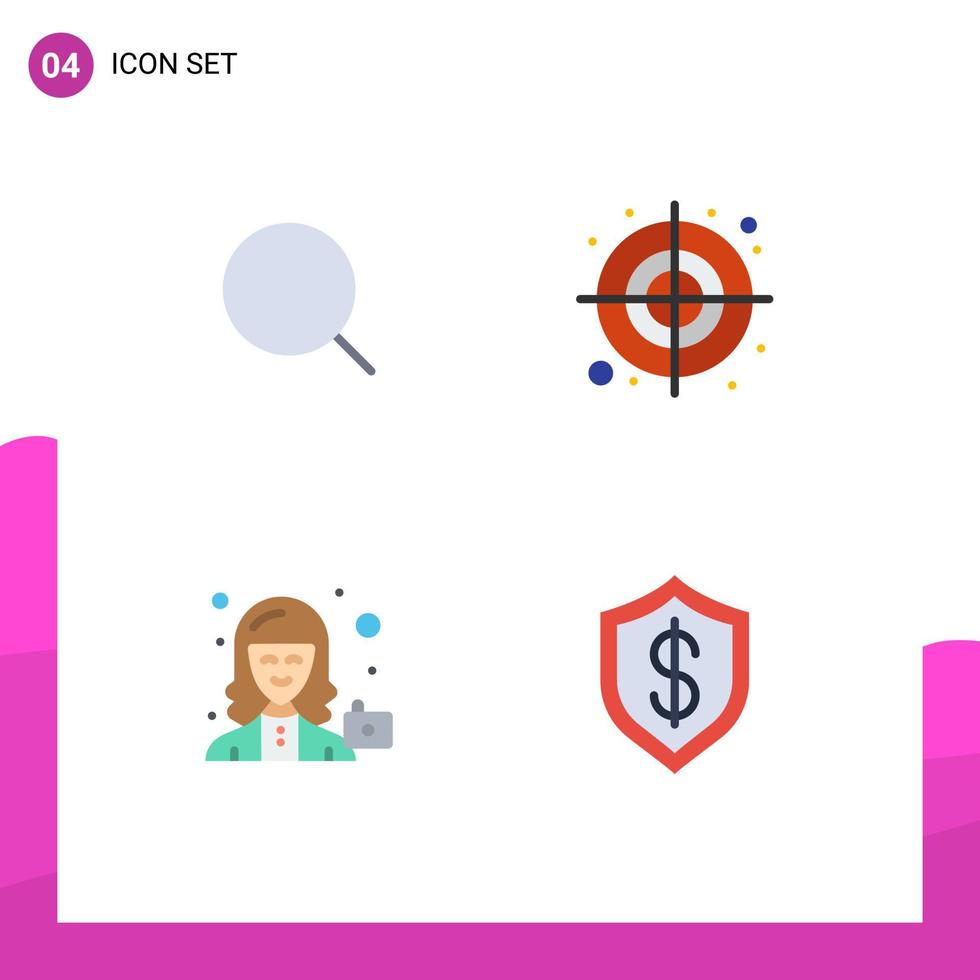 4 användare gränssnitt platt ikon packa av modern tecken och symboler av Sök kamera max form profil redigerbar vektor design element