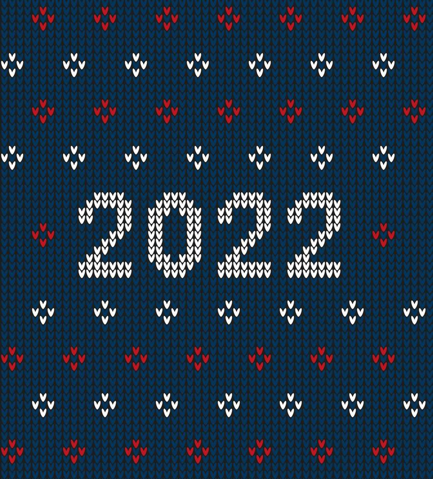 neues jahr nahtloses strickmuster mit der nummer 2022. strickpullover design. Wolle gestrickte Textur. Vektor-Illustration vektor