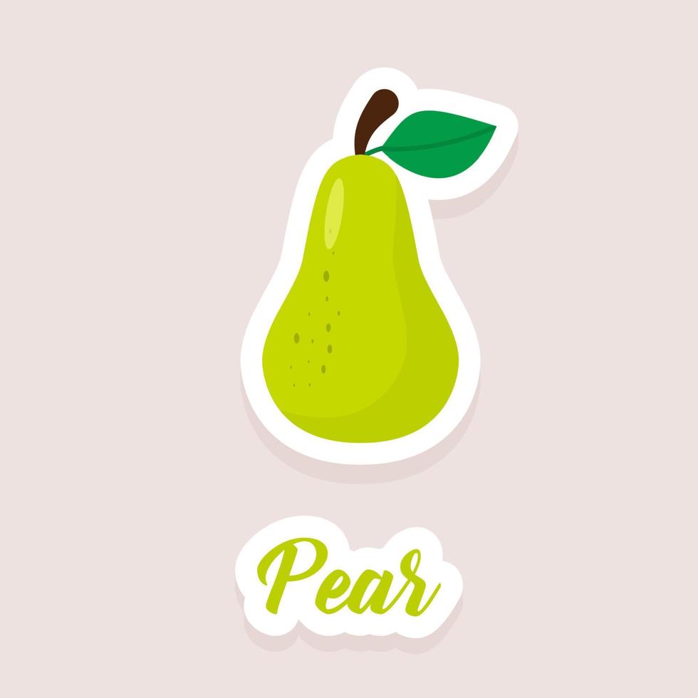 söt vektor klistermärke frukt päron ikoner. platt stil.