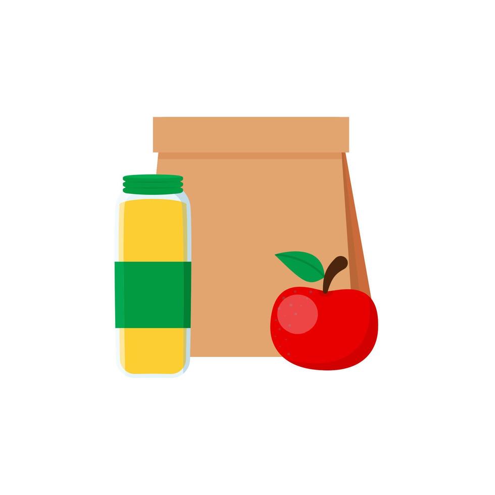 skola lunch mat lådor måltid och mellanmål. vektor illustration i platt stil