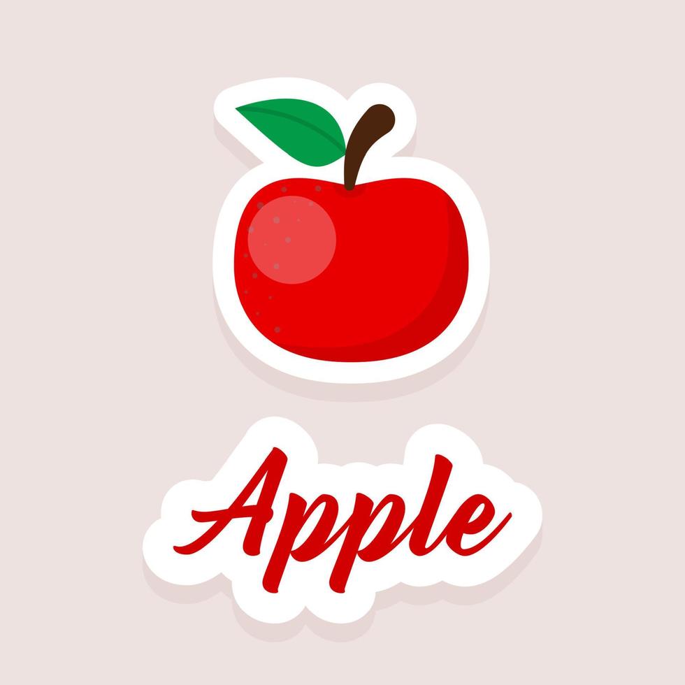 süße Vektor-Sticker-Obst-Apfel-Symbole. flacher Stil. vektor