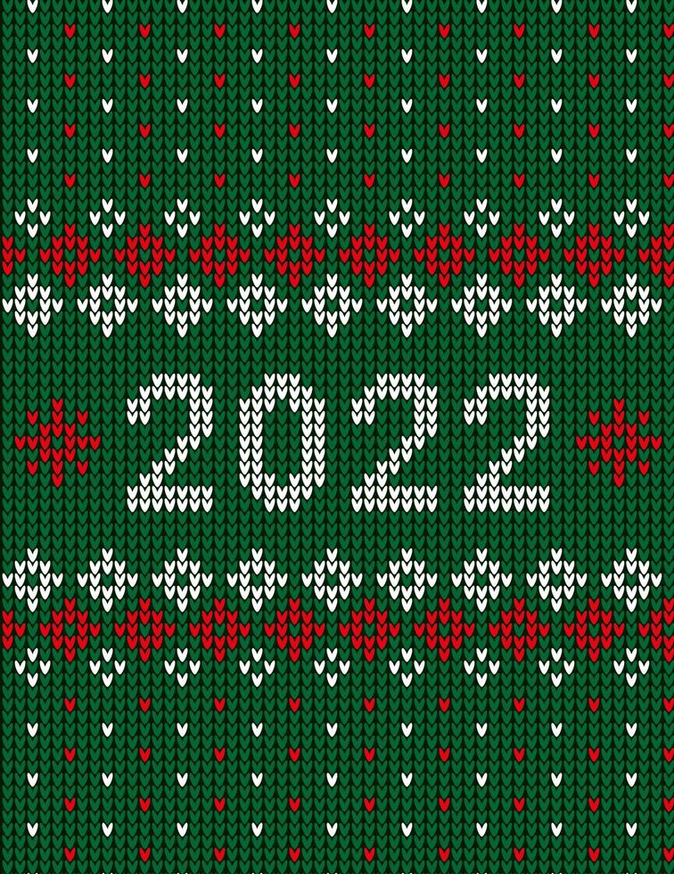 neues jahr nahtloses strickmuster mit der nummer 2022. strickpullover design. Wolle gestrickte Textur. Vektor-Illustration vektor