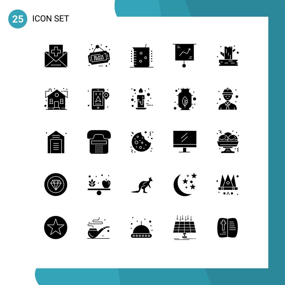 25 universelle solide Glyphenzeichen Symbole für Marketing-Chart-Shop-Geschäft chemische Labor-editierbare Vektordesign-Elemente vektor