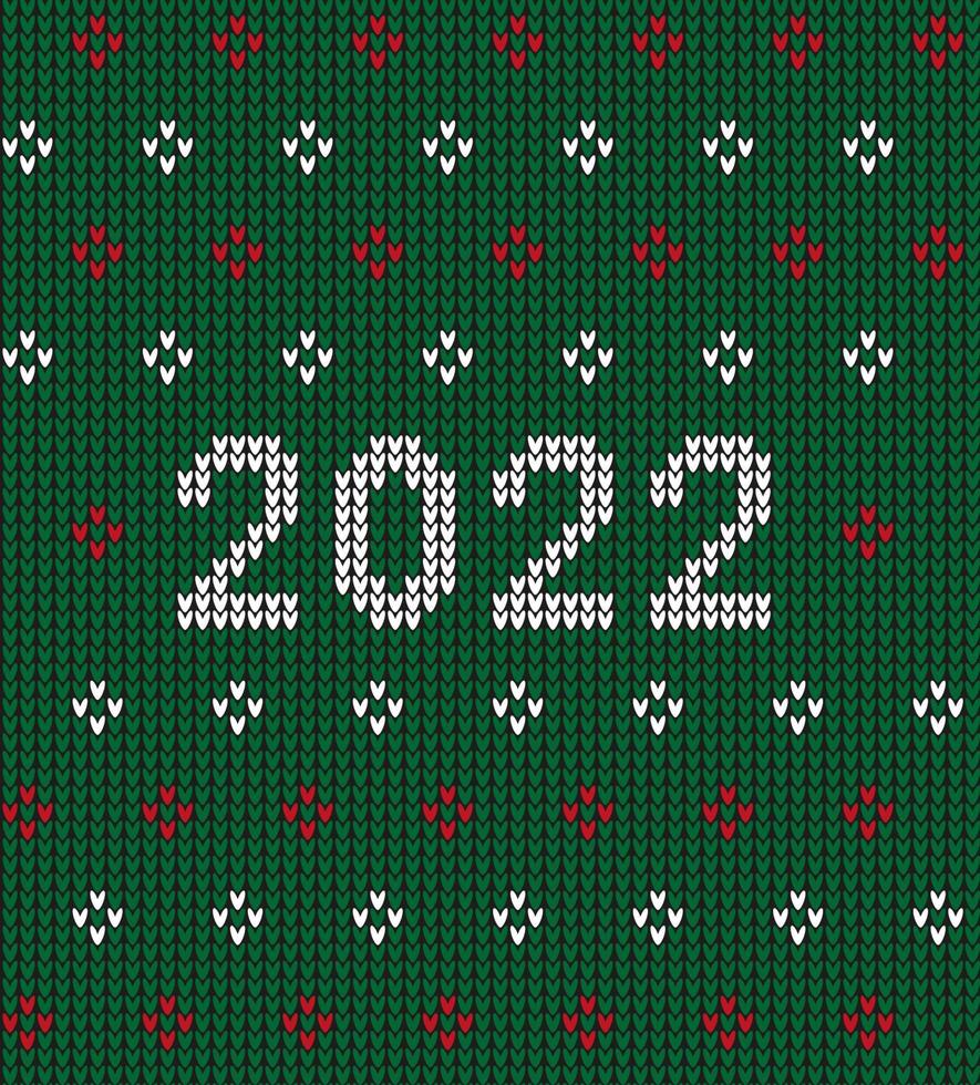 ny år sömlös stickat mönster med siffra 2022. stickning Tröja design. ull stickat textur. vektor illustration