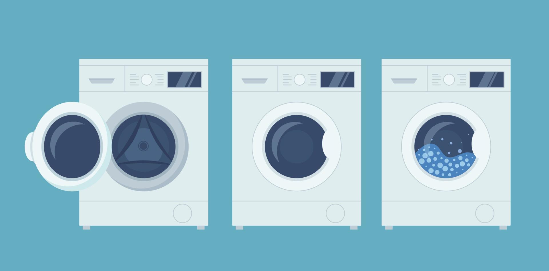 tvättning och torkning maskiner. platt vektor illustration.