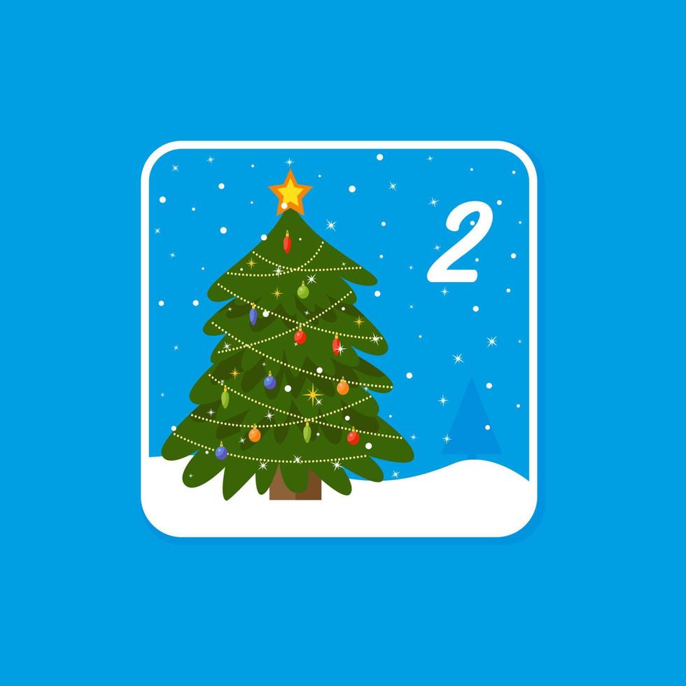 Adventskalender. Weihnachtsfeiertagsfeierkarten für den Countdown am 2. Dezember vektor