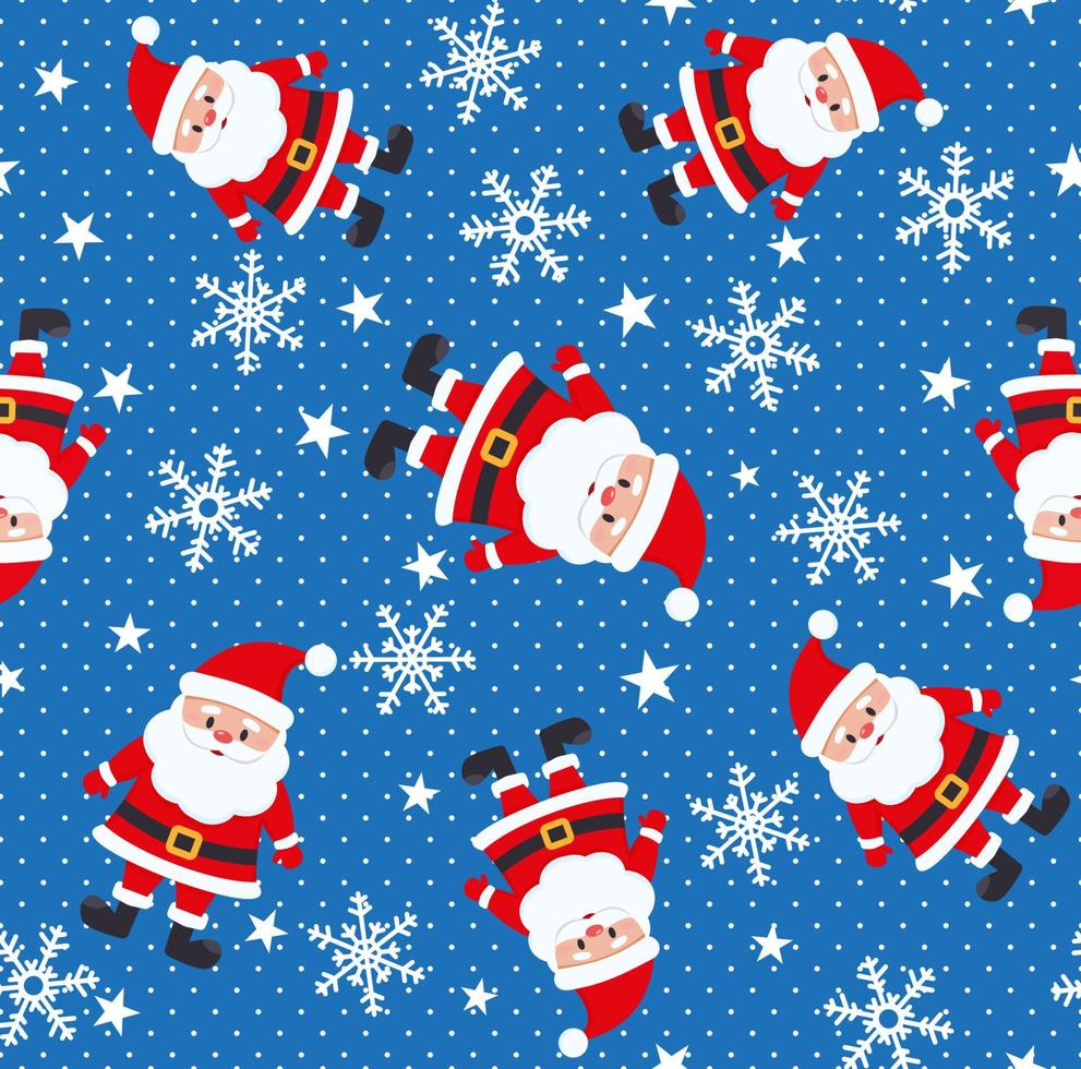 jul sömlös mönster i santa claus och snöflingor för skriva ut och webb design vektor