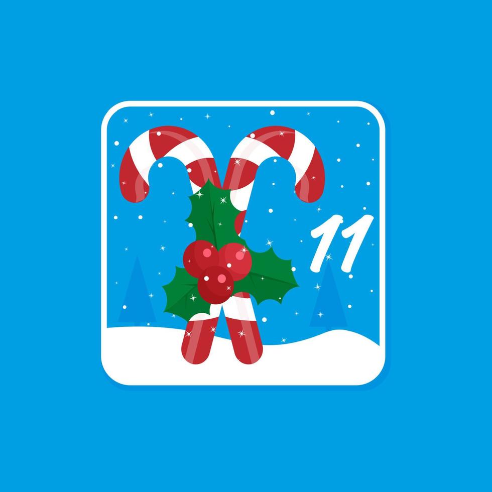 Adventskalender. Weihnachtsfeiertagskarten für den Countdown am 11. Dezember vektor