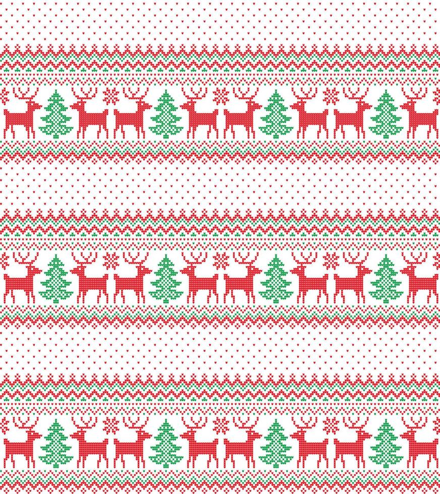 stickat jul och ny år mönster på buffel pläd. ull stickning Tröja design. tapet omslag papper textil- skriva ut. vektor