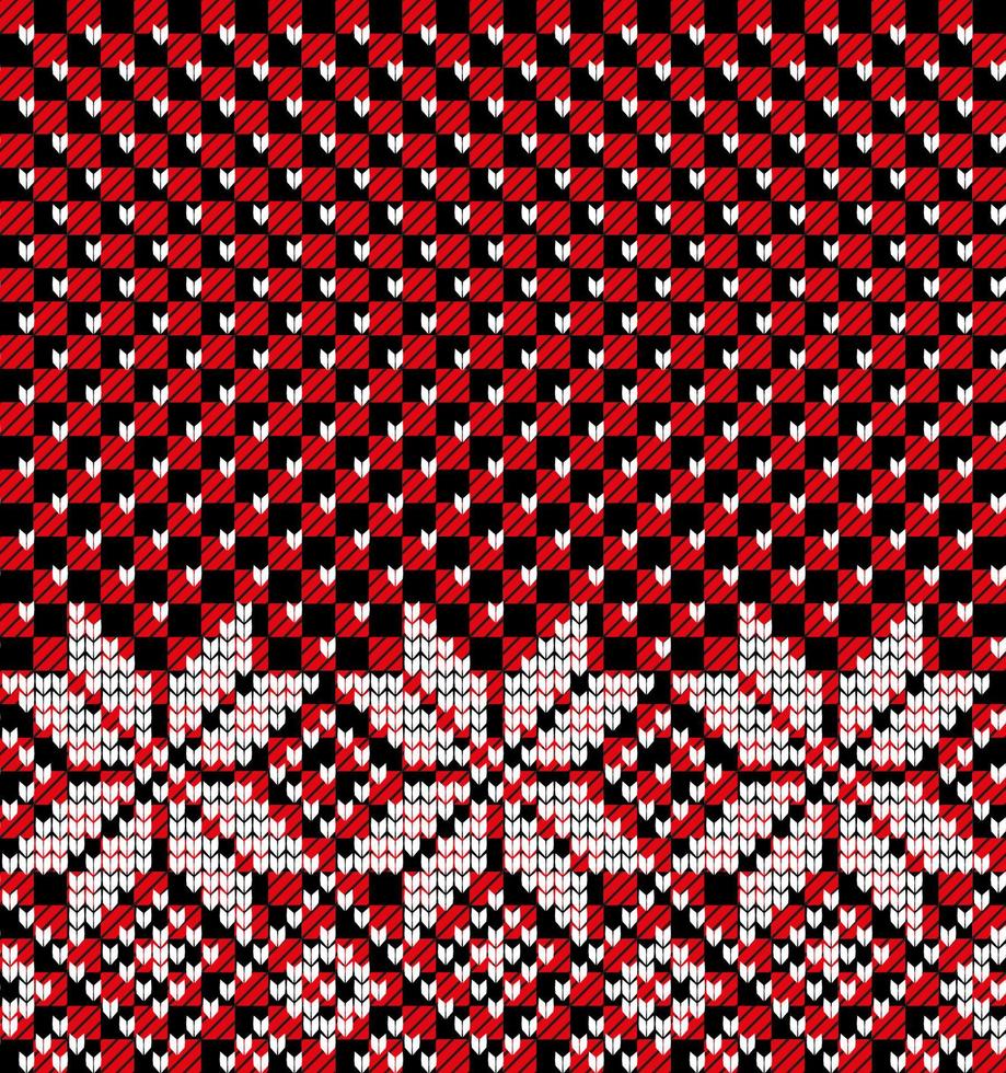 gestricktes weihnachts- und neujahrsmuster bei buffalo plaid. Wollstrickpullover-Design. Tapete Packpapier Textildruck. vektor