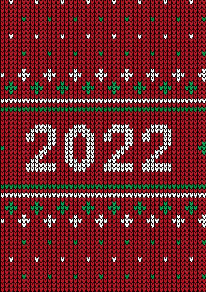 neues jahr nahtloses strickmuster mit der nummer 2022. strickpullover design. Wolle gestrickte Textur. Vektor-Illustration vektor