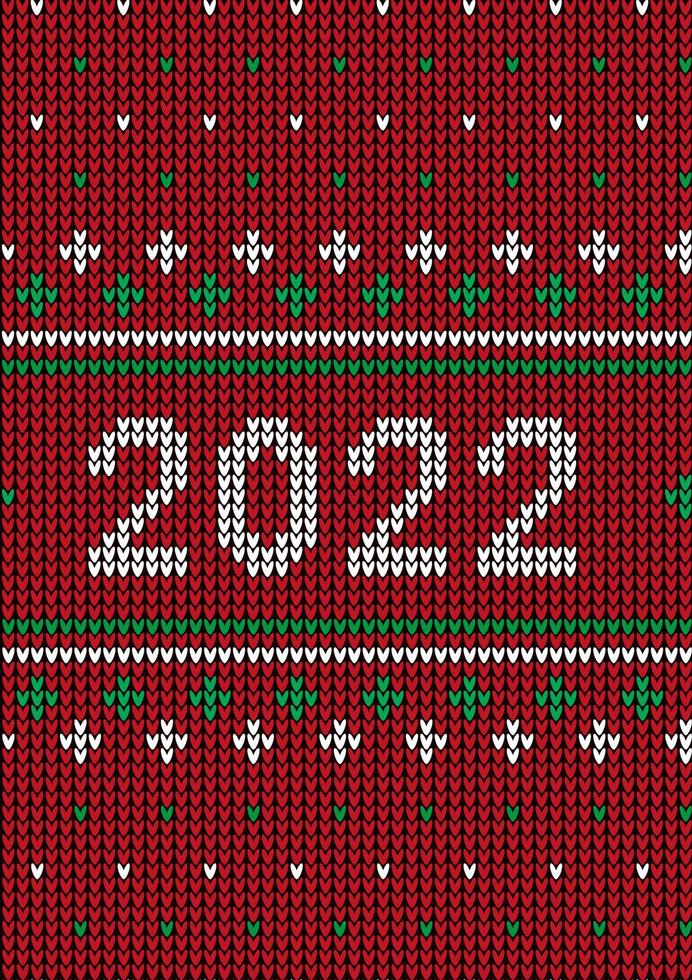 ny år sömlös stickat mönster med siffra 2022. stickning Tröja design. ull stickat textur. vektor illustration