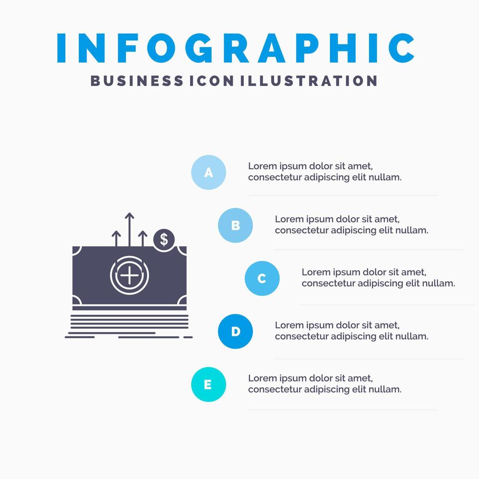 pengar dollar medicinsk överföra fast ikon infographics 5 steg presentation bakgrund vektor