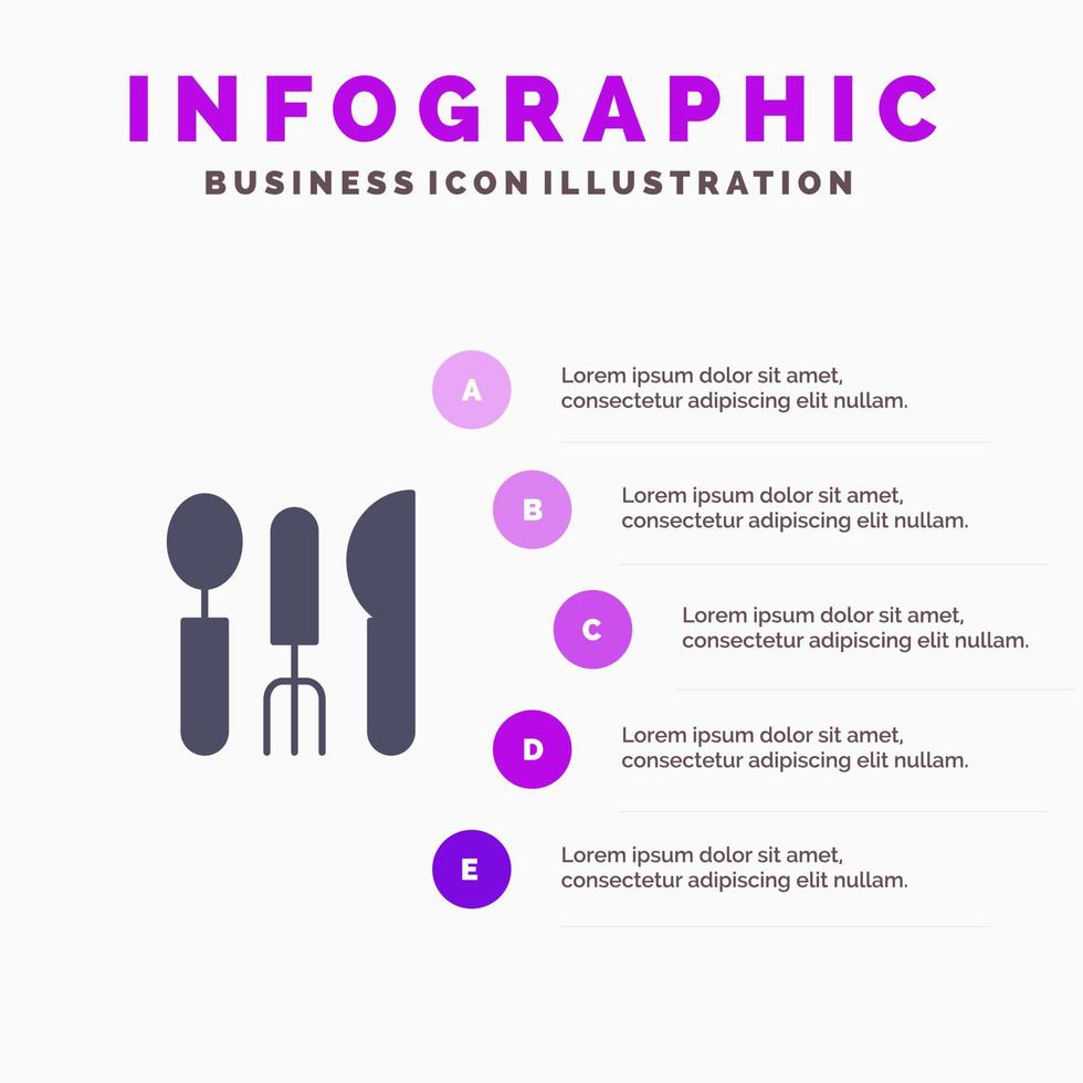 besteck hotel service reise infografiken präsentationsvorlage 5 schritte präsentation vektor