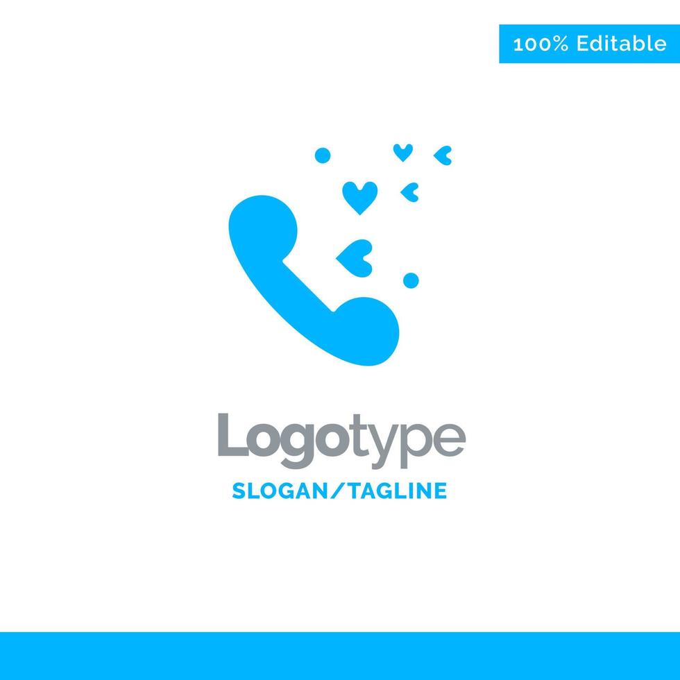 telefon kärlek hjärta bröllop blå fast logotyp mall plats för Tagline vektor