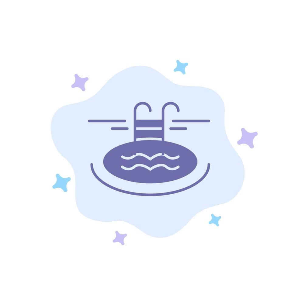 Schwimmbadhotel serviert blaues Symbol auf abstraktem Wolkenhintergrund vektor