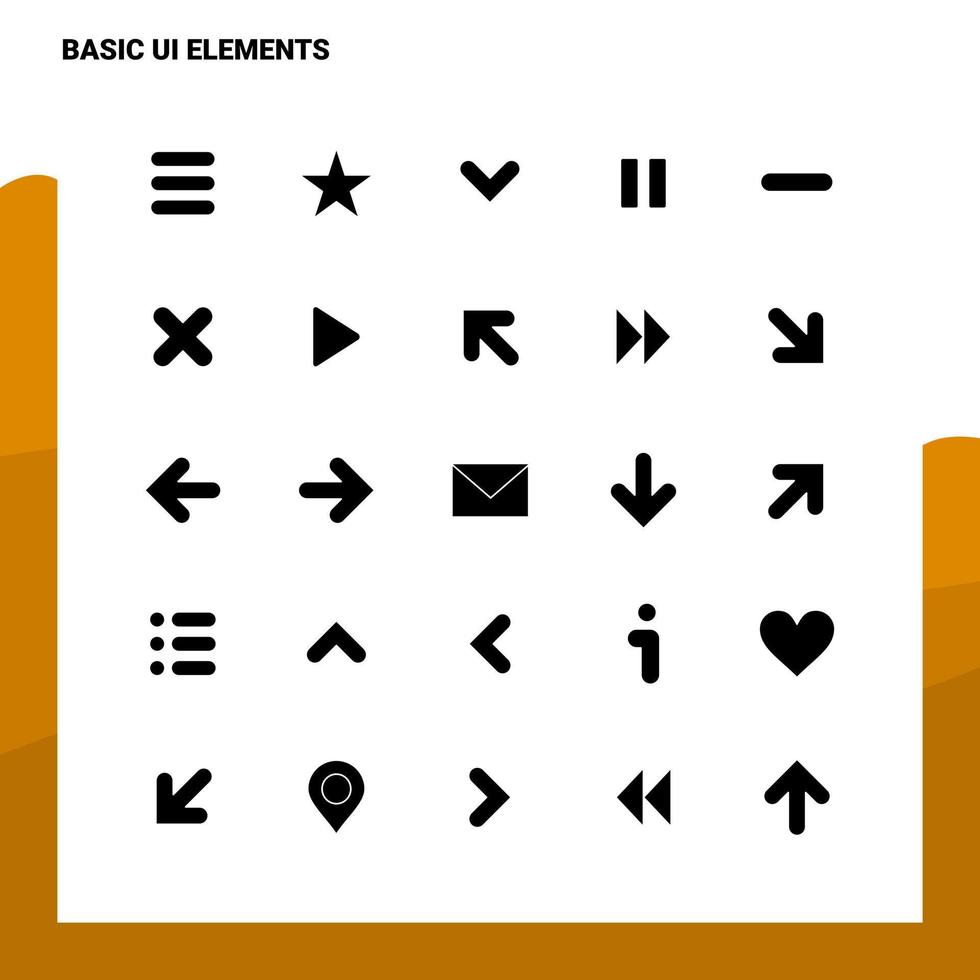 25 grundlegende ui-Elemente Icon-Set solide Glyphen-Icon-Vektor-Illustrationsvorlage für Web- und mobile Ideen für Unternehmen vektor