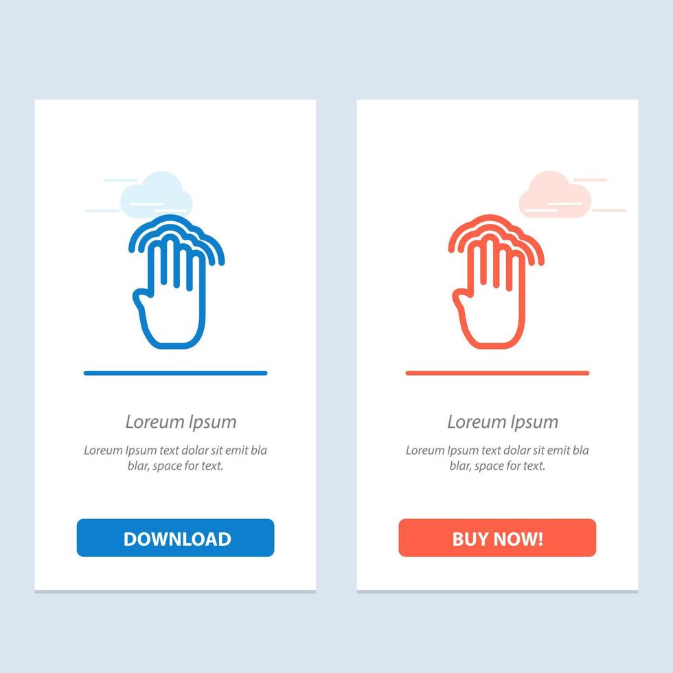 finger vier gesten schnittstelle mehrfach antippen blau und rot herunterladen und jetzt kaufen web-widget-kartenvorlage vektor
