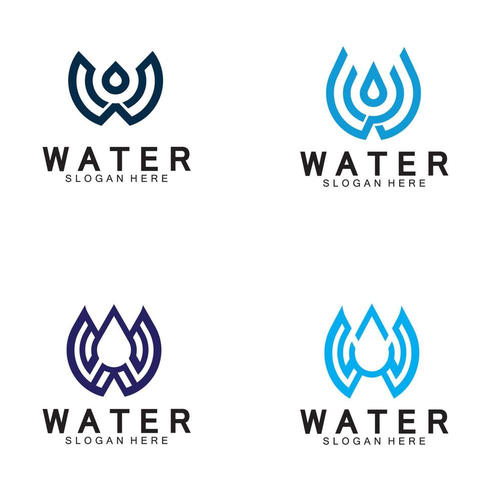 första brev w släppa vatten mineral aqua flytande olja blå modern logotyp design vektor