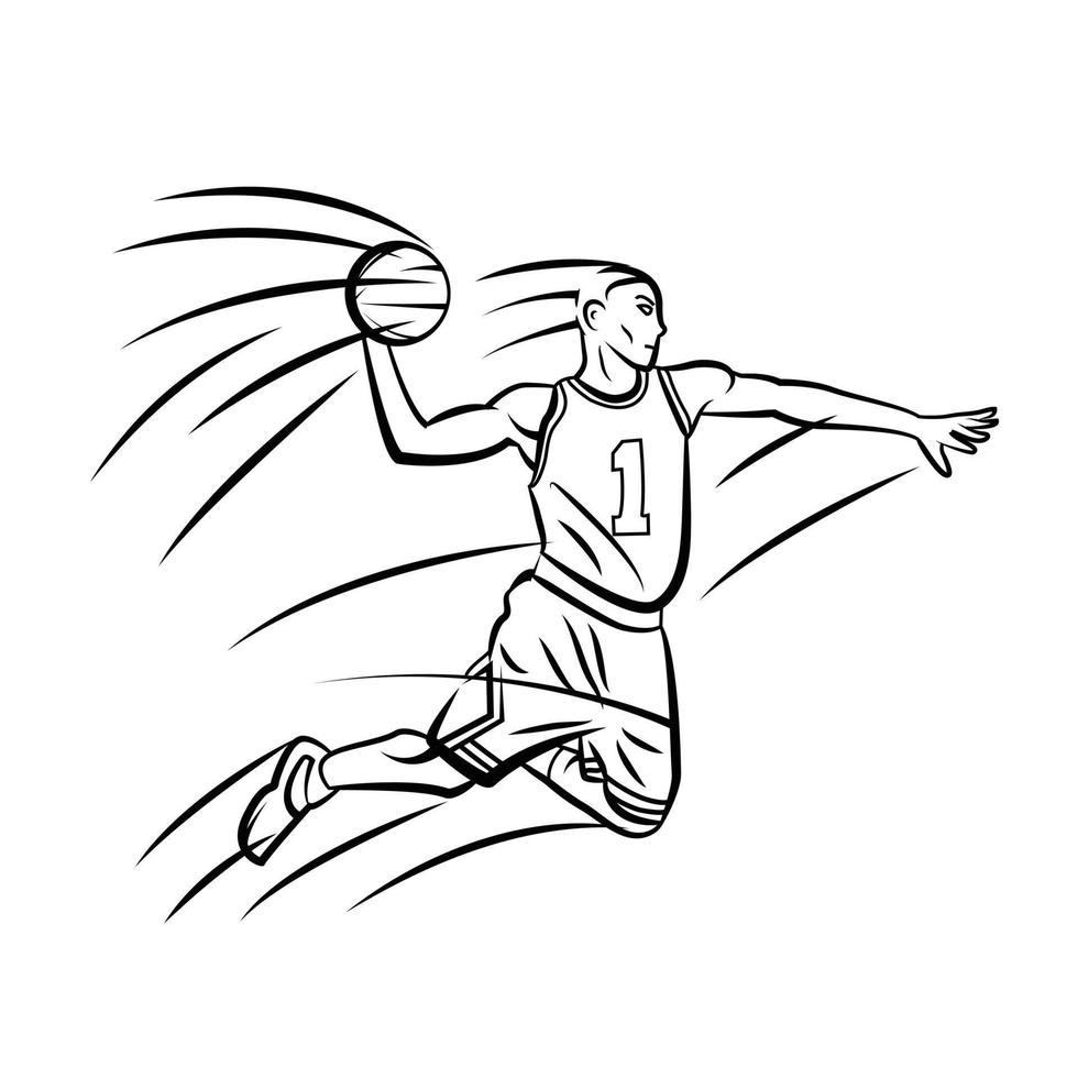 basketboll spelare svart och vit vektor