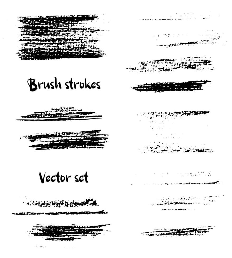 gemalte Grunge-Streifen gesetzt. pinselstriche vector.hand gezeichnete tintenillustration lokalisiert auf weißem hintergrund vektor
