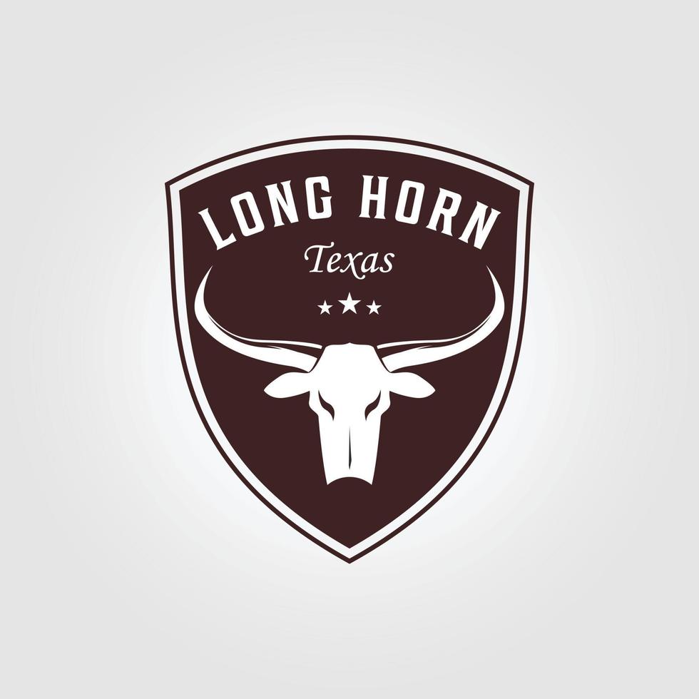 emblem bricka av longhorn skalle logotyp vektor illustration design