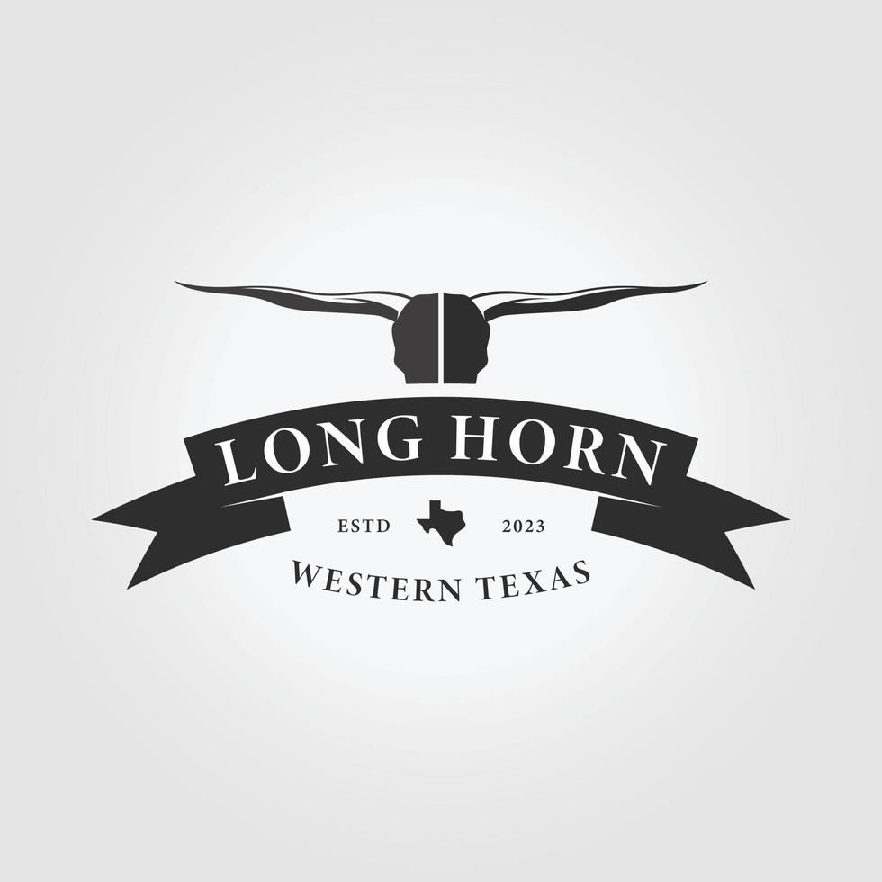 abzeichen longhorn logo vektor illustration design, westtexas typografie