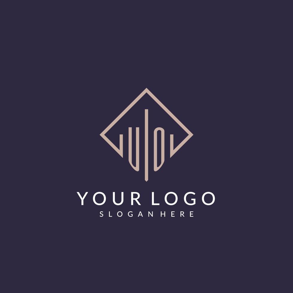 uo anfängliches Monogramm-Logo mit rechteckigem Design vektor